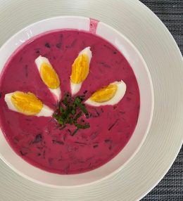 Cold Red Beet Soup with Kefir and Dill